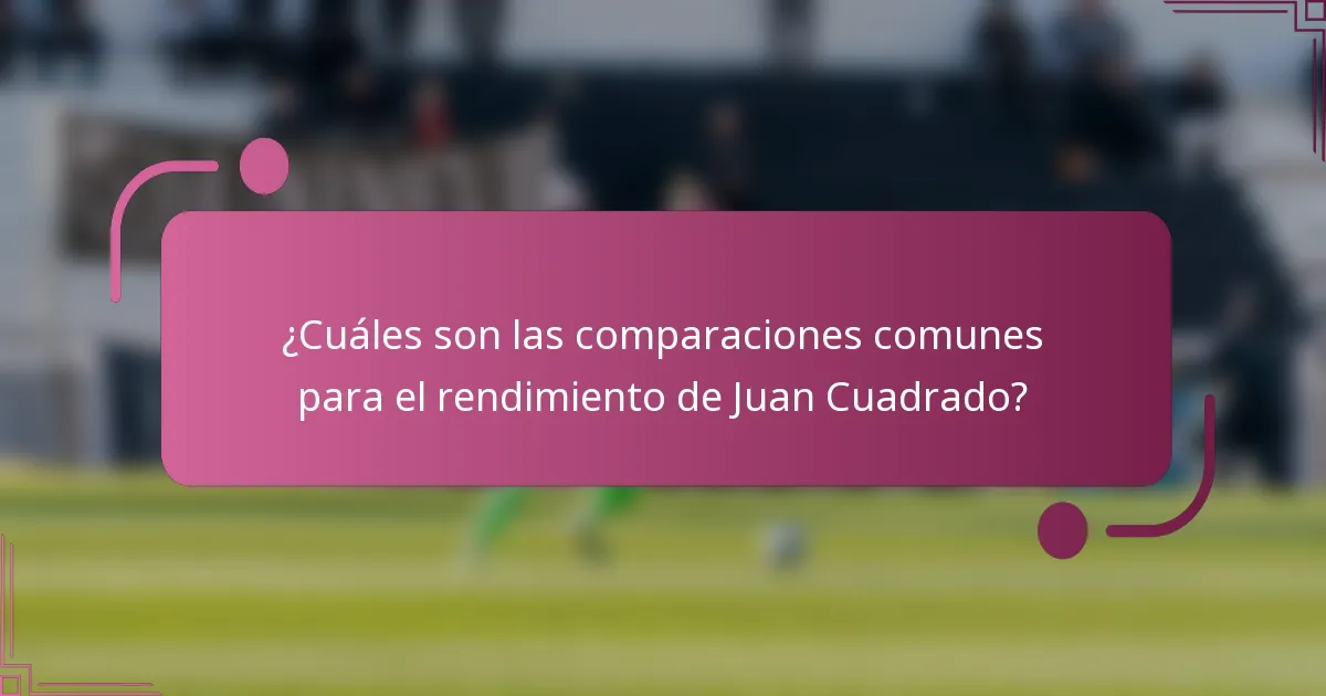 ¿Cuáles son las comparaciones comunes para el rendimiento de Juan Cuadrado?